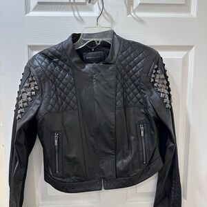 BCBG Black Studded Leather Jacket